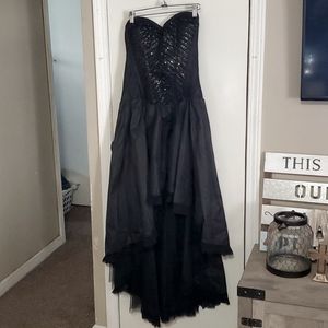 Black Beaded corset high low costume dress